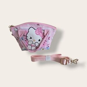 Kawaii Pink Mini‎ Tote Bag Cartoon Cat Allover Print Crossbody Zipper Handles